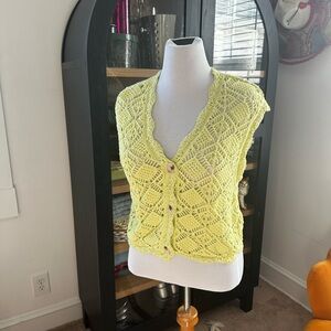 Anthropologie Crochet Button-Up Vest
